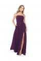 Keyhole Back Grape A-Line Strapless Long Bridesmaid Dress Bolton