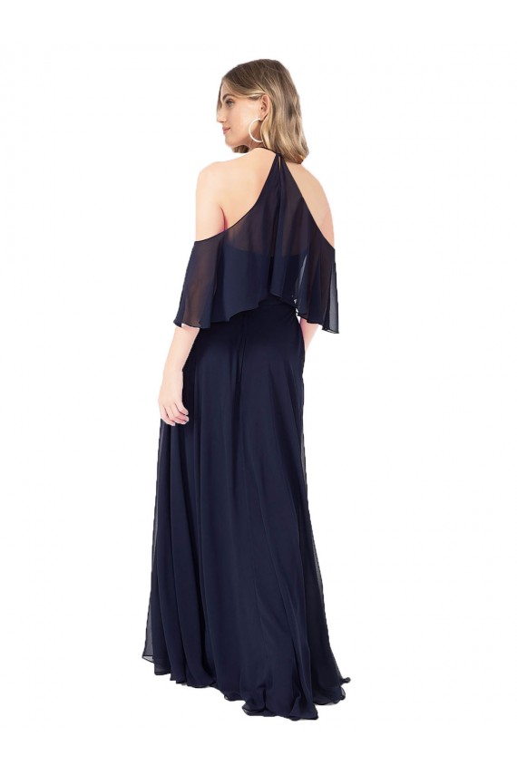 Dark Navy A-Line High Neck Long Formal Dress / Bridesmaid Dress Bolton