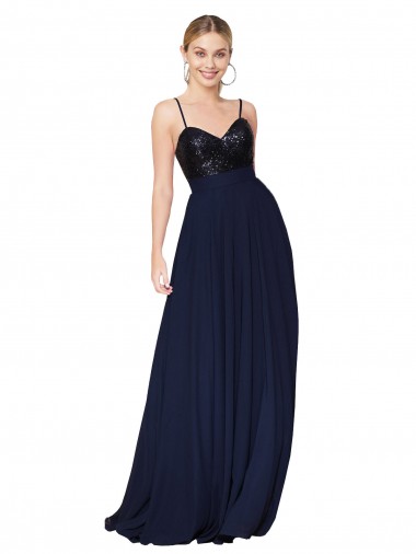 Dark Navy A-Line High Neck Long Semi Formal Evening Dress / Prom Dress / Bridesmaid Dress Bolton