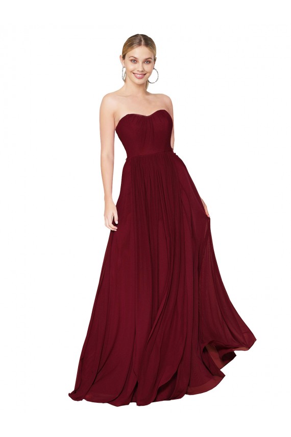 Burgundy A-Line Strapless Long Formal Evening Gown / Prom Dress / Bridesmaid Dress Bolton