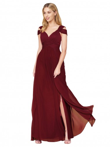 Burgundy A-Line High Neck Sleeveless Long Formal Evening Gown / Prom Dress / Bridesmaid Dress Bolton