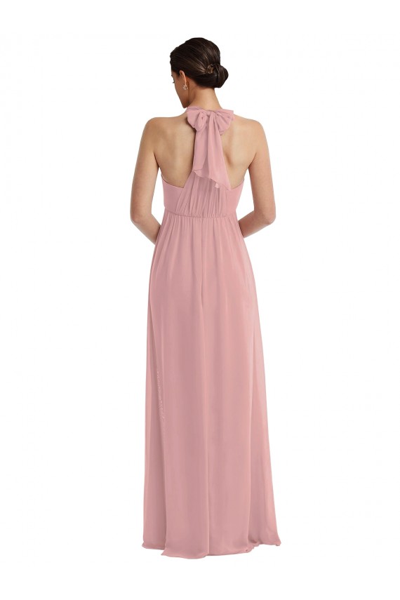 Dusty Pink A-Line Halter Neck Long Semi Formal Evening Dress / Bridesmaid Dress Bolton