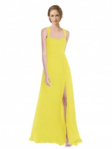 Yellow A-Line Sweetheart Long Semi Formal Evening Dress / Bridesmaid Dress Bolton