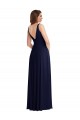 V-Back Dark Navy A-Line V-Neck Long Black Tie Evening Gown / Bridesmaid Dress Bolton