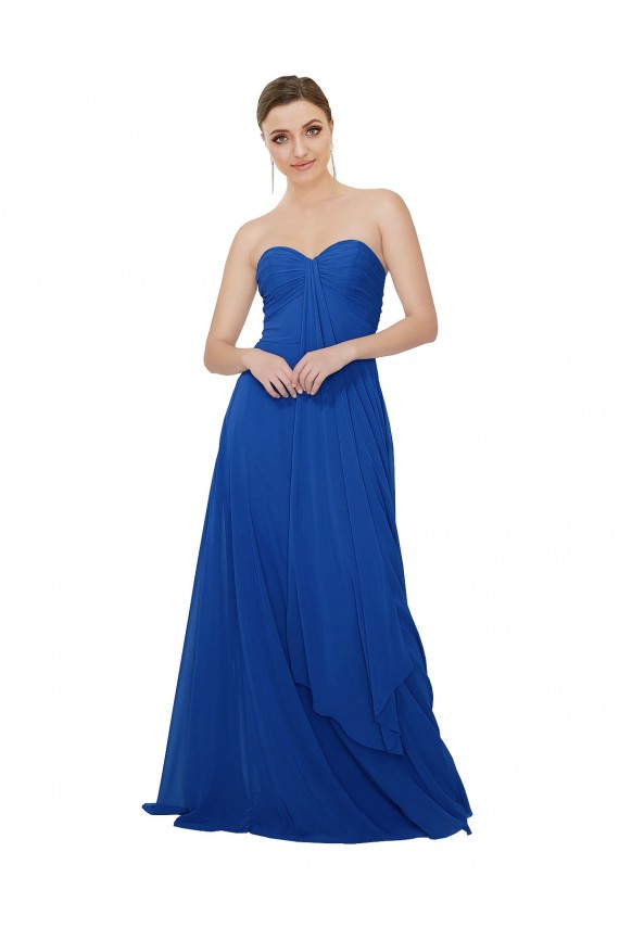 Keyhole Back Royal Blue A-Line Strapless Long Bridesmaid Dress / Evening Dress Bolton