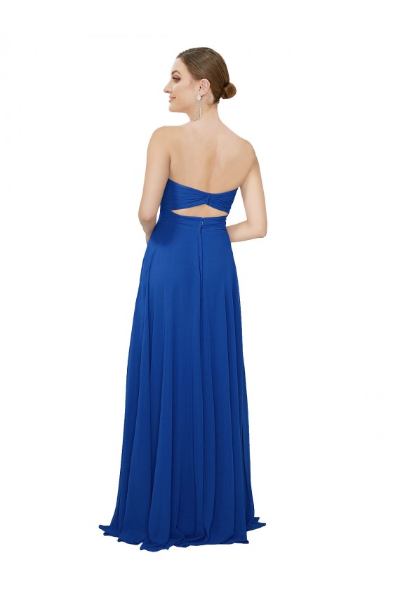 Keyhole Back Royal Blue A-Line Strapless Long Bridesmaid Dress / Evening Dress Bolton