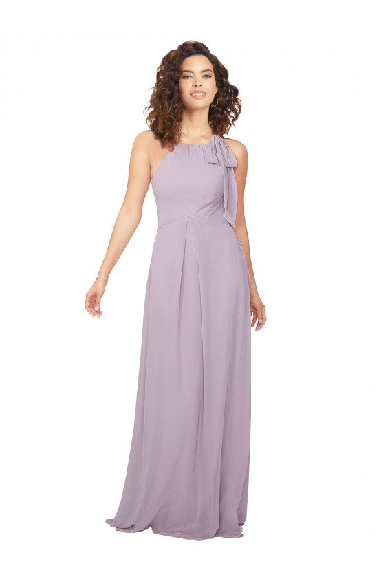 Keyhole Back Pink Glow A-Line Halter Neck Long Bridesmaid Dress / Evening Dress Bolton