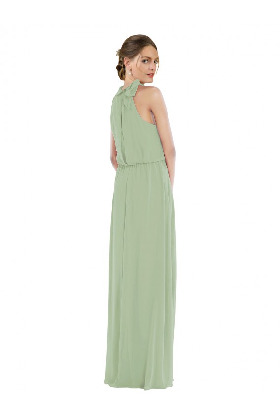 Smoke Green A-Line High Neck Long Semi Formal Evening Dress / Bridesmaid Dress Bolton