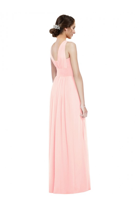 Pink A-Line V-Neck Sleeveless Long Bridesmaid Dress Bolton