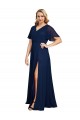 Dark Navy A-Line V-Neck Long Formal Plus Size Evening Gown / Prom Dress / Bridesmaid Dress Bolton