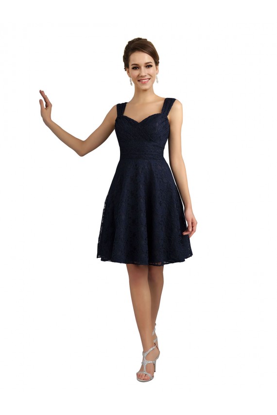 Dark Navy A-Line Sweetheart Knee Length Bridesmaid Dresses Bolton