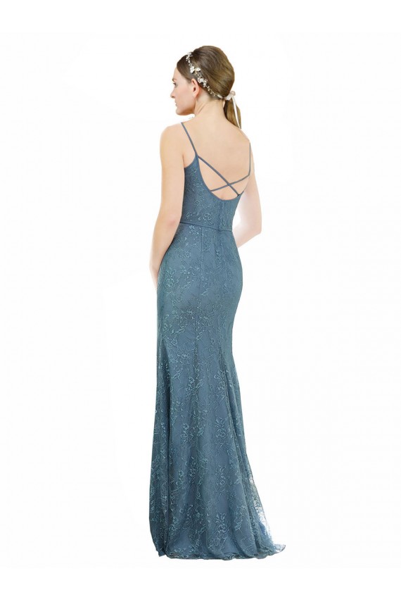 Open Back Sheath V-Neck Long Bridesmaid Dress Bolton