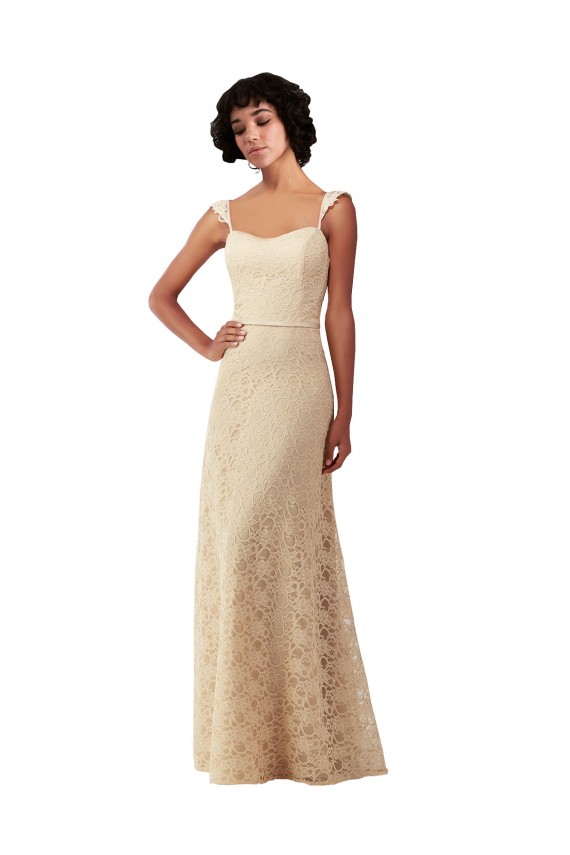 Champagne A-Line Sweetheart Long Bridesmaid Dress Bolton