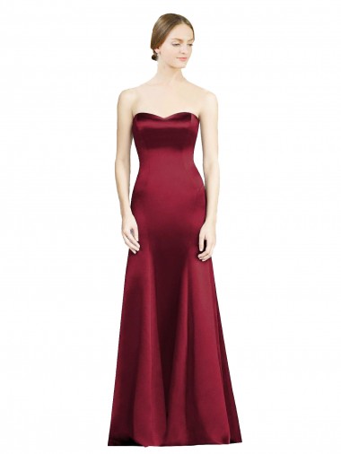 Burgundy Mermaid Sweetheart Sleeveless Long Bridesmaid Dress Bolton