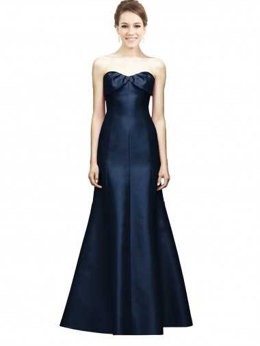 Dark Navy Mermaid Strapless Long Bridesmaid Dress Bolton