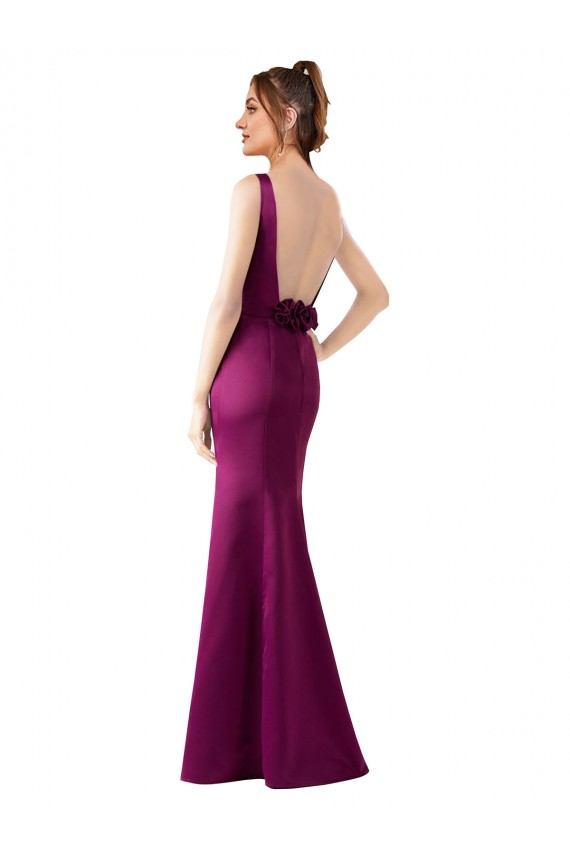 Open Back Merlot Sheath Bateau Neck Long Black Tie Evening Gown / Prom Dress / Bridesmaid Dress Bolton