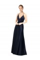 Dark Navy A-Line V-Neck Long Prom Dress / Bridal Party Dress Bolton