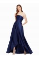 Low Back Dark Navy A-Line Strapless Long High Low Evening Gown / Prom Dress / Bridesmaid Dress Bolton