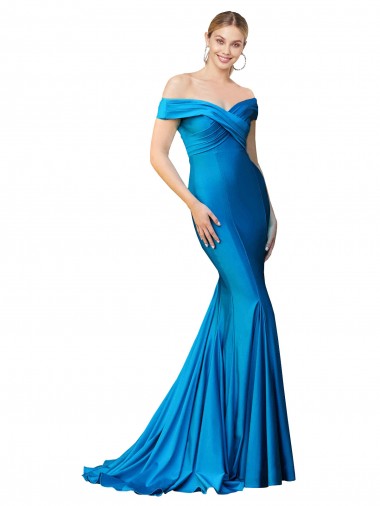 Peacock Blue Mermaid High Neck Long Formal Evening Gown / Prom Dress / Bridesmaid Dress Bolton