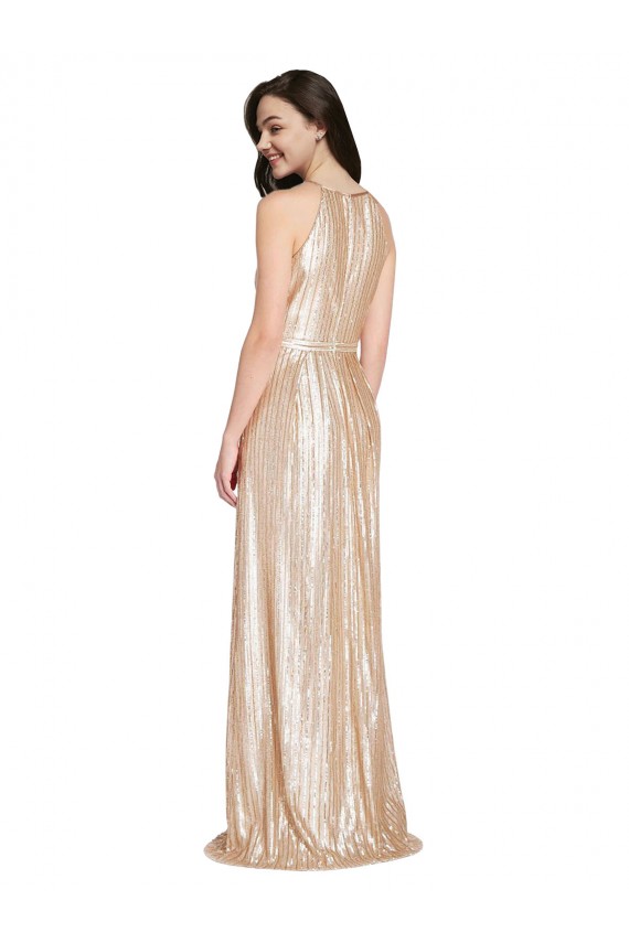 Gold Sheath High Neck Long Formal Evening Gown / Prom Dress / Bridesmaid Dress Bolton