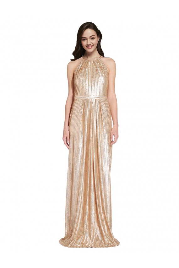 Gold Sheath High Neck Long Formal Evening Gown / Prom Dress / Bridesmaid Dress Bolton