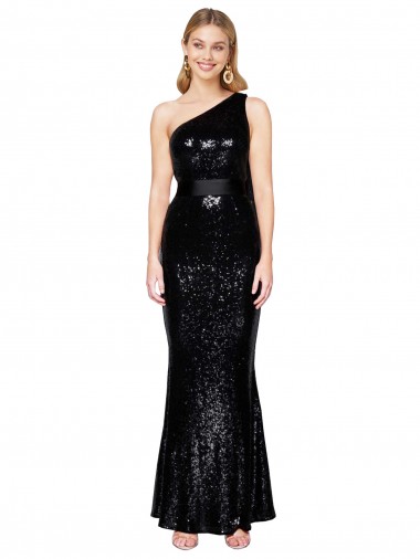 Black Mermaid One Shoulder Long Formal Evening Gown / Prom Dress / Bridesmaid Dress Bolton