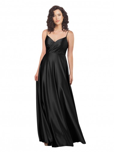 Low Back Black A-Line V-Neck Long Formal Dress / Bridesmaid Dress Bolton