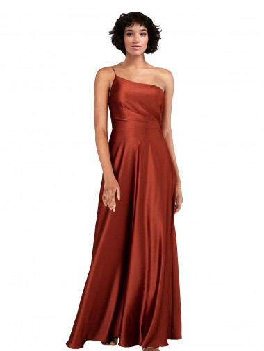 Burnt Orange A-Line One Shoulder Long Black Tie Evening Gown / Prom Dress / Bridesmaid Dress Bolton