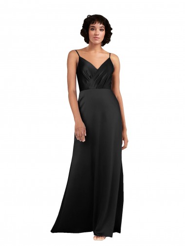 Black Column V-Neck Long Formal Evening Gown / Prom Dress / Bridesmaid Dress Bolton