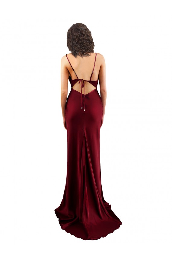 Open Back Burgundy Sheath Cowl Neck Long Formal Evening Gown / Prom Dress / Bridesmaid Dress Bolton