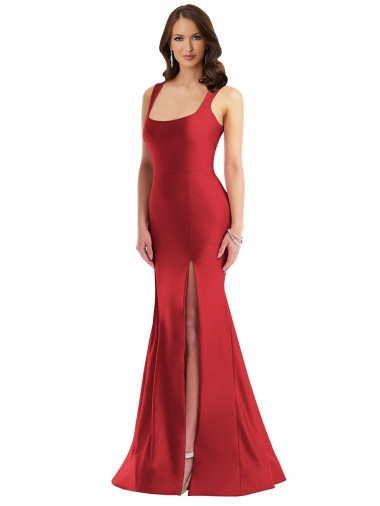 Red Mermaid Square Neck Long Formal Plus Size Evening Gown / Prom Dress / Bridesmaid Dress Bolton