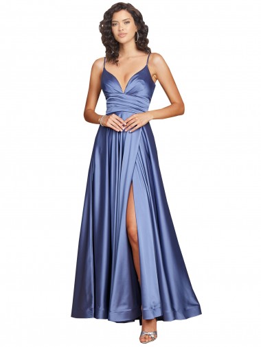 Low Back French Blue A-Line Sweetheart Long Black Tie Evening Gown / Prom Dress / Bridesmaid Dress Bolton