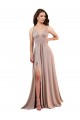 Low Back Dusty Pink A-Line V-Neck Long Black Tie Evening Gown / Prom Dress / Bridesmaid Dress Bolton