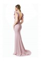 V-Back Pink Mermaid, Sheath Jewel Neck Sweep Train Black Tie Prom Dress / Bridesmaid Dress Bolton