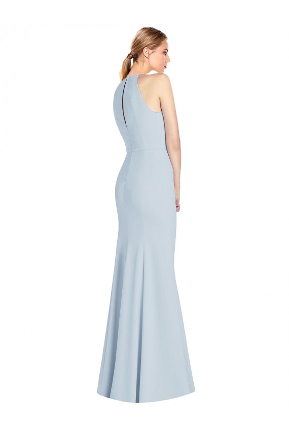 Keyhole Back Light Sky Blue Trumpet Halter Neck Long Semi Formal Evening Dress / Prom Dress / Bridesmaid Dress Bolton