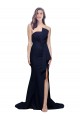 Low Back Dark Navy Sheath Strapless Sweep Train Semi Formal Evening Dress / Prom Dress / Bridesmaid Dress Bolton