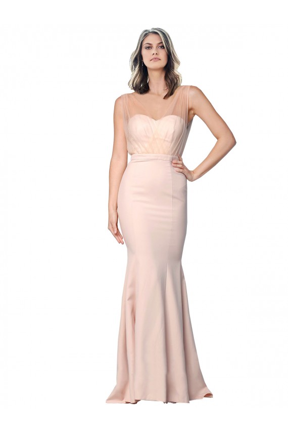 Low Back Nude Sheath Sweetheart Long Formal Evening Gown / Prom Dress / Bridesmaid Dress Bolton