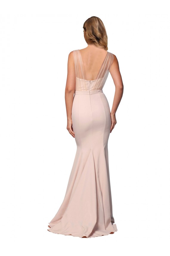 Low Back Nude Sheath Sweetheart Long Formal Evening Gown / Prom Dress / Bridesmaid Dress Bolton