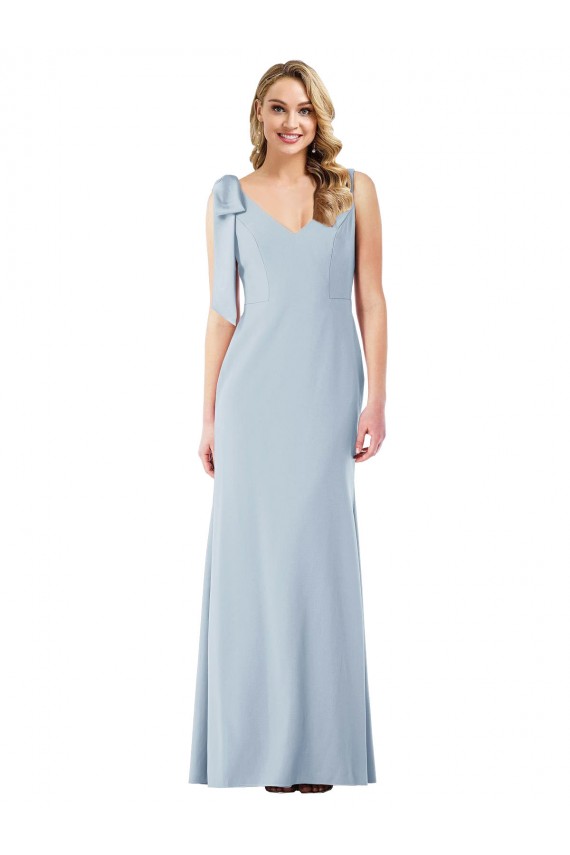 V-Back Light Sky Blue Trumpet V-Neck Long Semi Formal Evening Dress / Prom Dress / Bridesmaid Dress Bolton