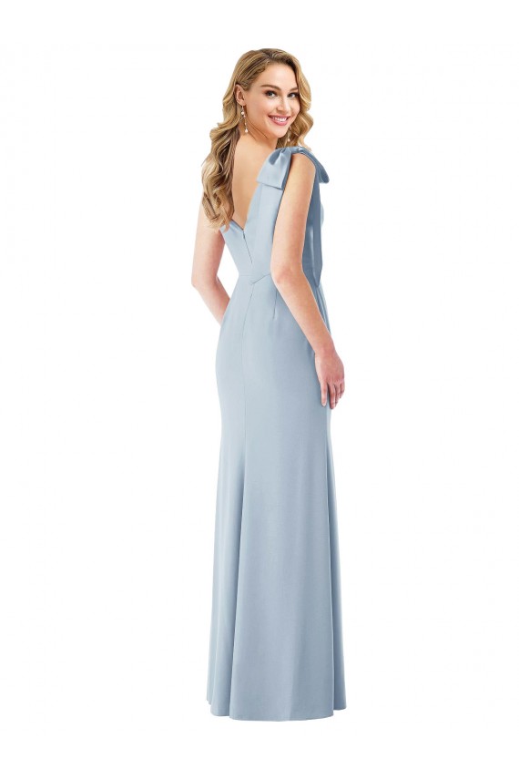 V-Back Light Sky Blue Trumpet V-Neck Long Semi Formal Evening Dress / Prom Dress / Bridesmaid Dress Bolton