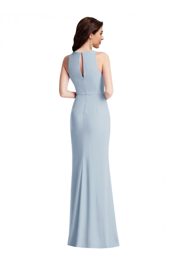 Light Sky Blue Trumpet Halter Neck Long Formal Dress / Bridesmaid Dress Bolton