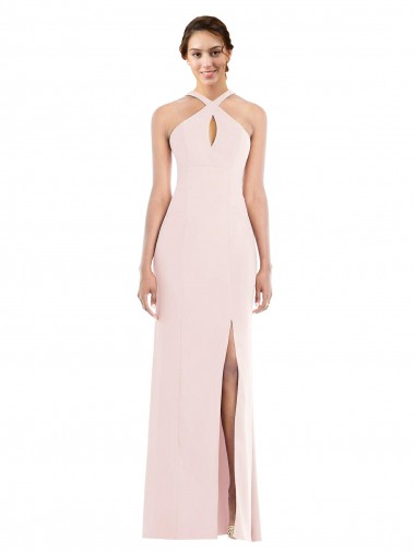 Low Back Pink Trumpet Halter Neck Long Formal Evening Gown / Prom Dress / Bridesmaid Dress Bolton