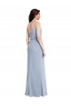 V-Back Smoke Blue Sheath Cowl Neck Long Formal Evening Gown / Prom Dress / Bridesmaid Dress Bolton