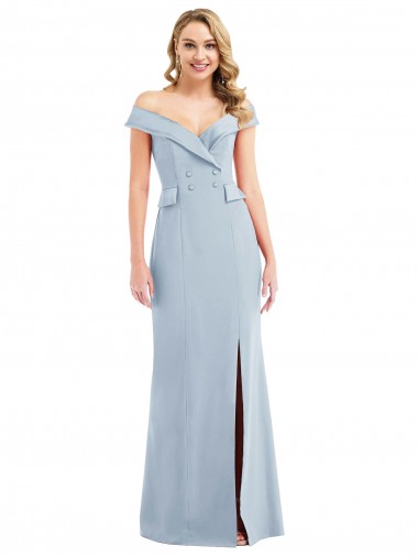 Light Sky Blue Trumpet Off the Shoulder Long Semi Formal Evening Dress / Prom Dress / Bridesmaid Dress Bolton