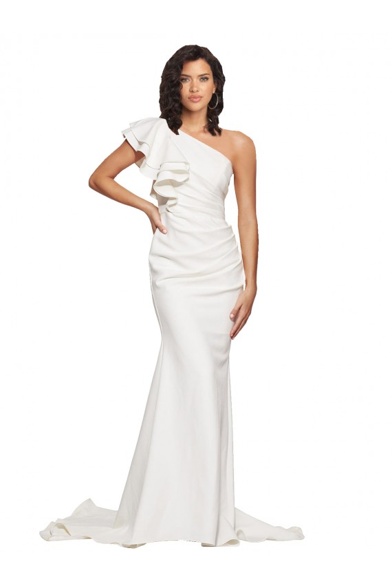 Ivory Sheath One Shoulder Sweep Train Semi Formal Evening Dress / Prom Dress / Bridesmaid Dress Bolton