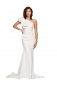 Ivory Sheath One Shoulder Sweep Train Semi Formal Evening Dress / Prom Dress / Bridesmaid Dress Bolton