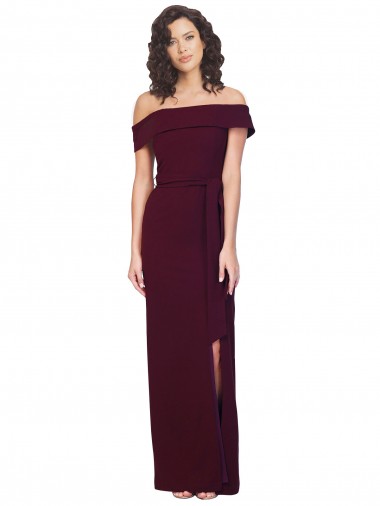 Low Back Burgundy Gold Sheath Square Neck Long Formal Evening Gown / Prom Dress / Bridesmaid Dress Bolton