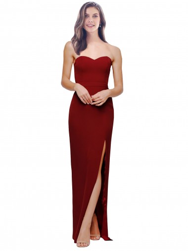 Low Back Burgundy Sheath Sweetheart Long Bridesmaid Dress / Evening Dress Bolton