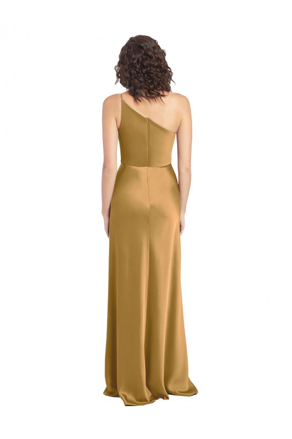 Gold A-Line One Shoulder Sleeveless Long Formal Evening Gown / Prom Dress / Bridesmaid Dress Bolton