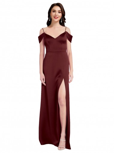 Burgundy Gold A-Line V-Neck Sleeveless Long Formal Dress / Bridesmaid Dress Bolton